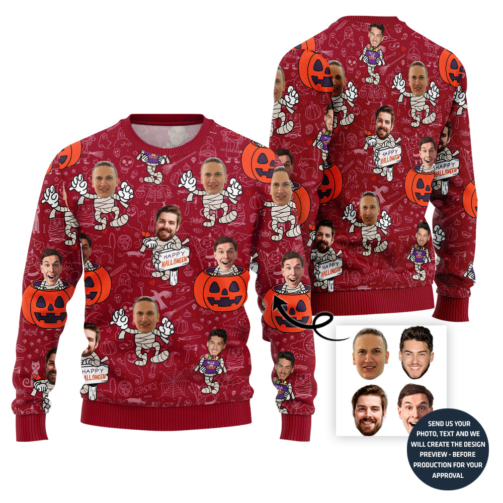 Funny Custom Faces Halloween Ugly Christmas Sweater