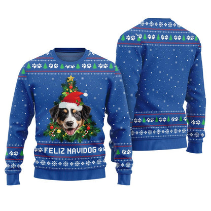 Funny Custom Furry Friend In A Festive Santa Hat Christmas Sweater