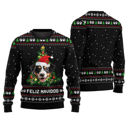 Funny Custom Furry Friend In A Festive Santa Hat Christmas Sweater