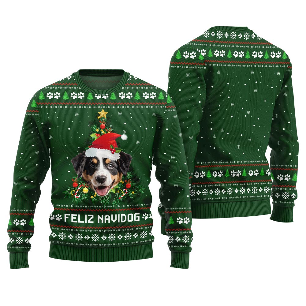 Funny Custom Furry Friend In A Festive Santa Hat Christmas Sweater