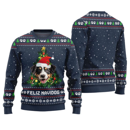 Funny Custom Furry Friend In A Festive Santa Hat Christmas Sweater
