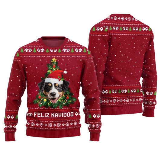 Funny Custom Furry Friend In A Festive Santa Hat Christmas Sweater