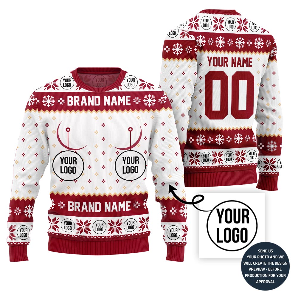 Funny Custom Logo And Brand Name Ugly Christmas Sweater