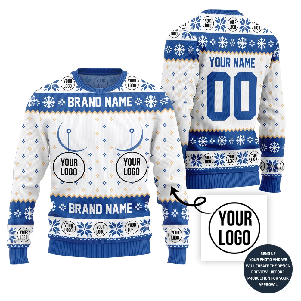 Funny Custom Logo And Brand Name Ugly Christmas Sweater