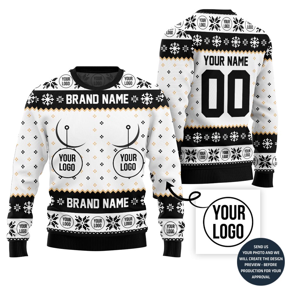 Funny Custom Logo And Brand Name Ugly Christmas Sweater