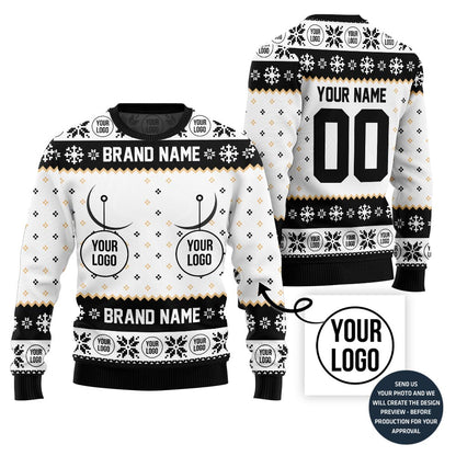 Funny Custom Logo And Brand Name Ugly Christmas Sweater