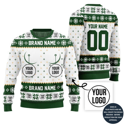 Funny Custom Logo And Brand Name Ugly Christmas Sweater