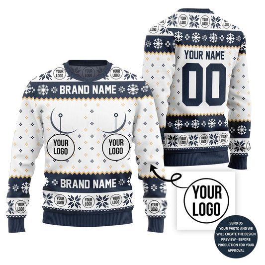 Funny Custom Logo And Brand Name Ugly Christmas Sweater