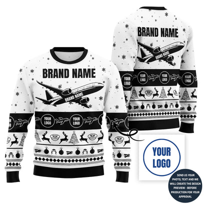 Funny Custom Logo Ugly Christmas Sweater For Airline