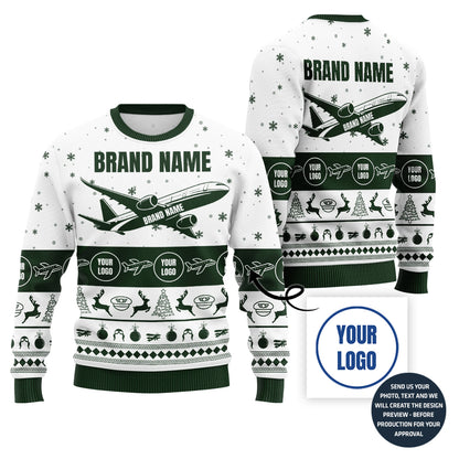 Funny Custom Logo Ugly Christmas Sweater For Airline