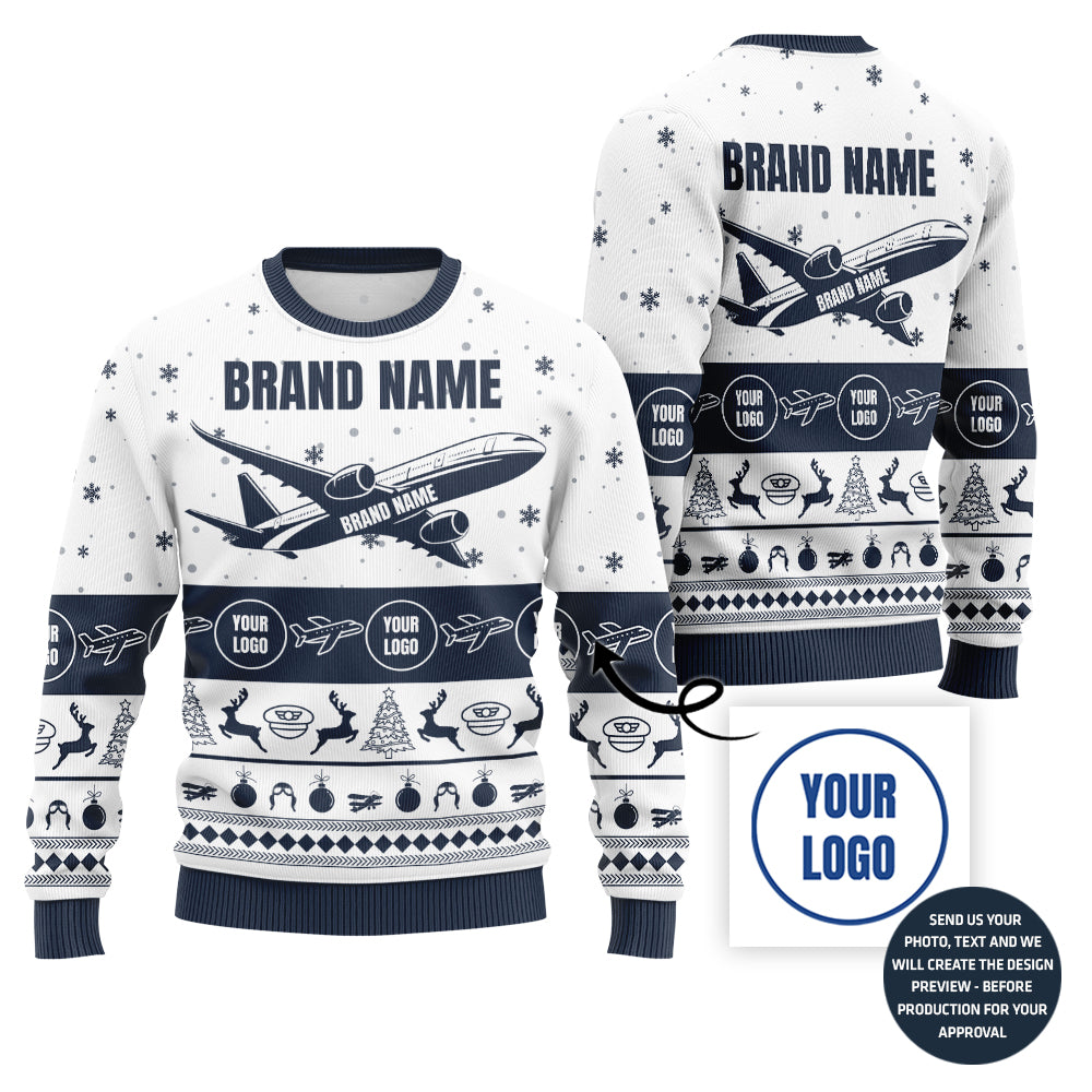 Funny Custom Logo Ugly Christmas Sweater For Airline