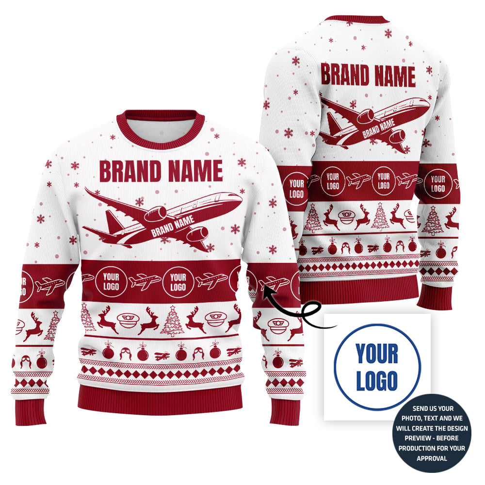 Funny Custom Logo Ugly Christmas Sweater For Airline