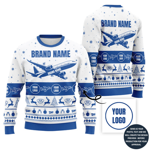 Funny Custom Logo Ugly Christmas Sweater For Airline