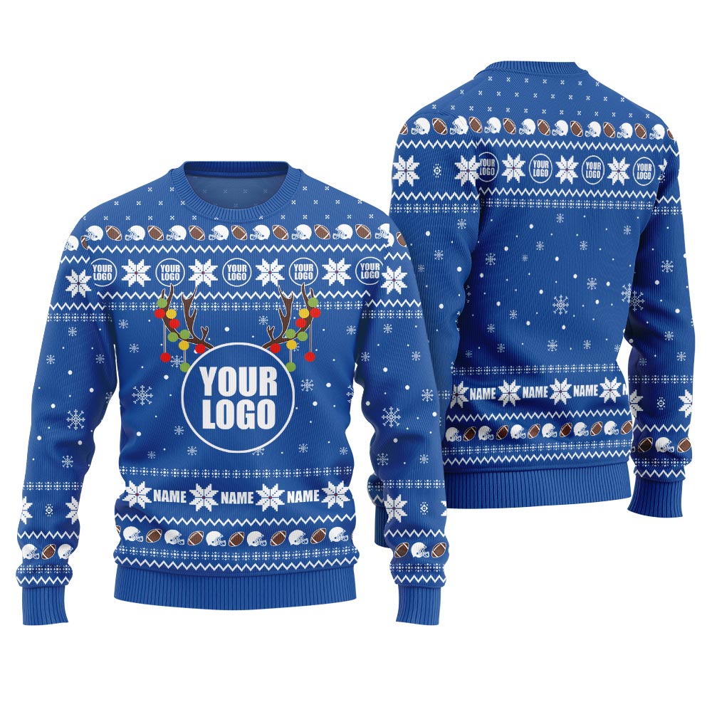 Funny Custom Name And Logo Brand Football Ugly Sweater Women