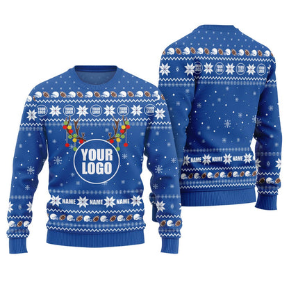Funny Custom Name And Logo Brand Football Ugly Sweater Women