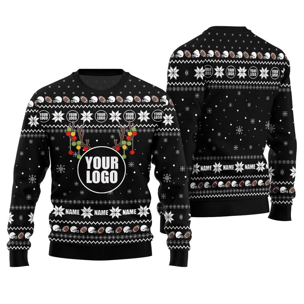 Funny Custom Name And Logo Brand Football Ugly Sweater Women