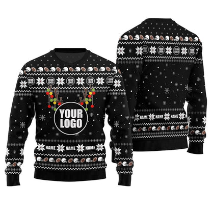 Amazing Custom Name And Logo Brand Football Ugly Sweater Men