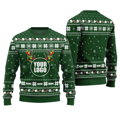 Funny Custom Name And Logo Brand Football Ugly Sweater Women