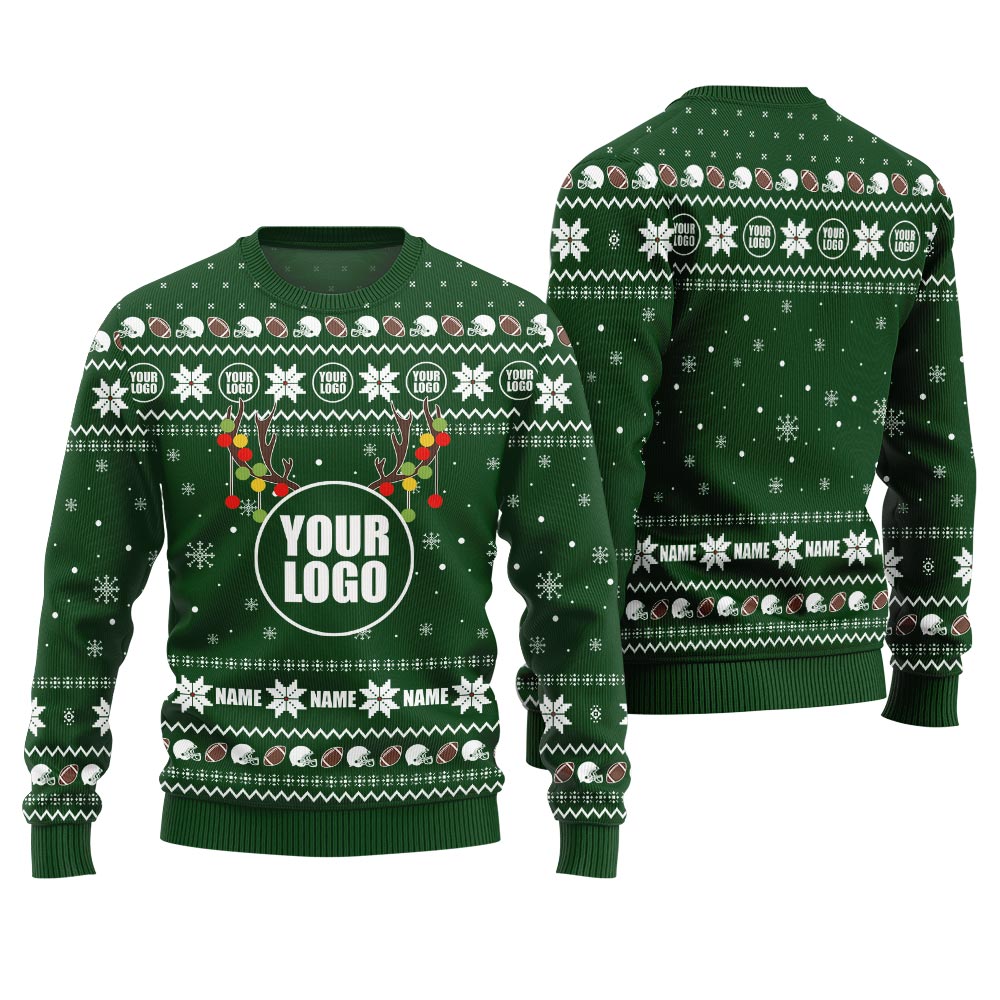 Amazing Custom Name And Logo Brand Football Ugly Sweater Men
