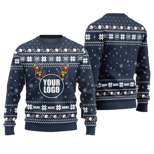 Amazing Custom Name And Logo Brand Football Ugly Sweater Men
