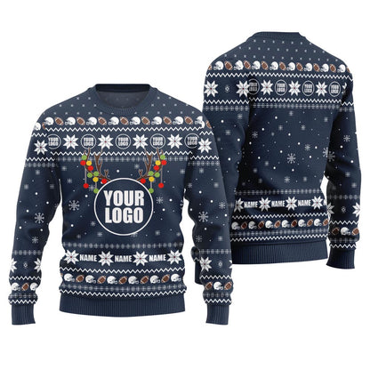 Funny Custom Name And Logo Brand Football Ugly Sweater Women