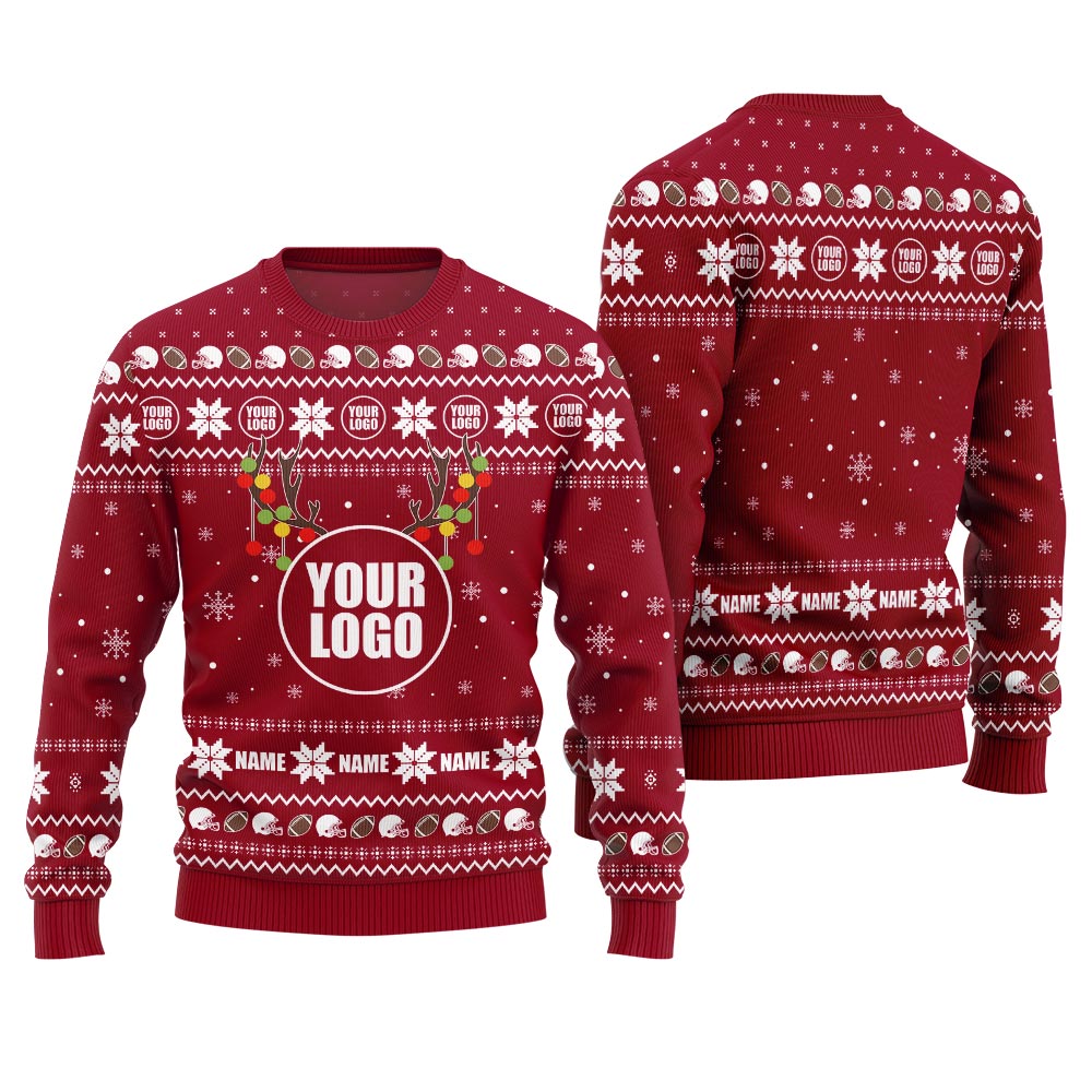 Amazing Custom Name And Logo Brand Football Ugly Sweater Men
