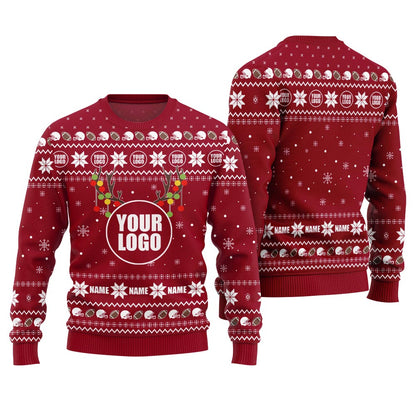 Amazing Custom Name And Logo Brand Football Ugly Sweater Men