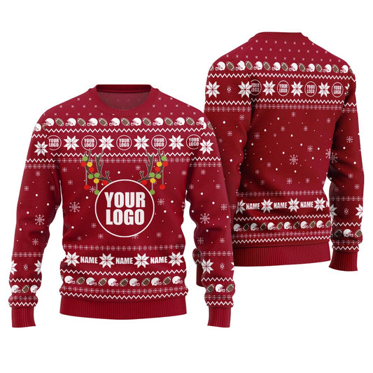 Funny Custom Name And Logo Brand Football Ugly Sweater Women