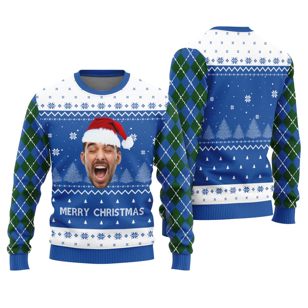 Funny Personalized Photo Ugly Christmas Sweater For Men