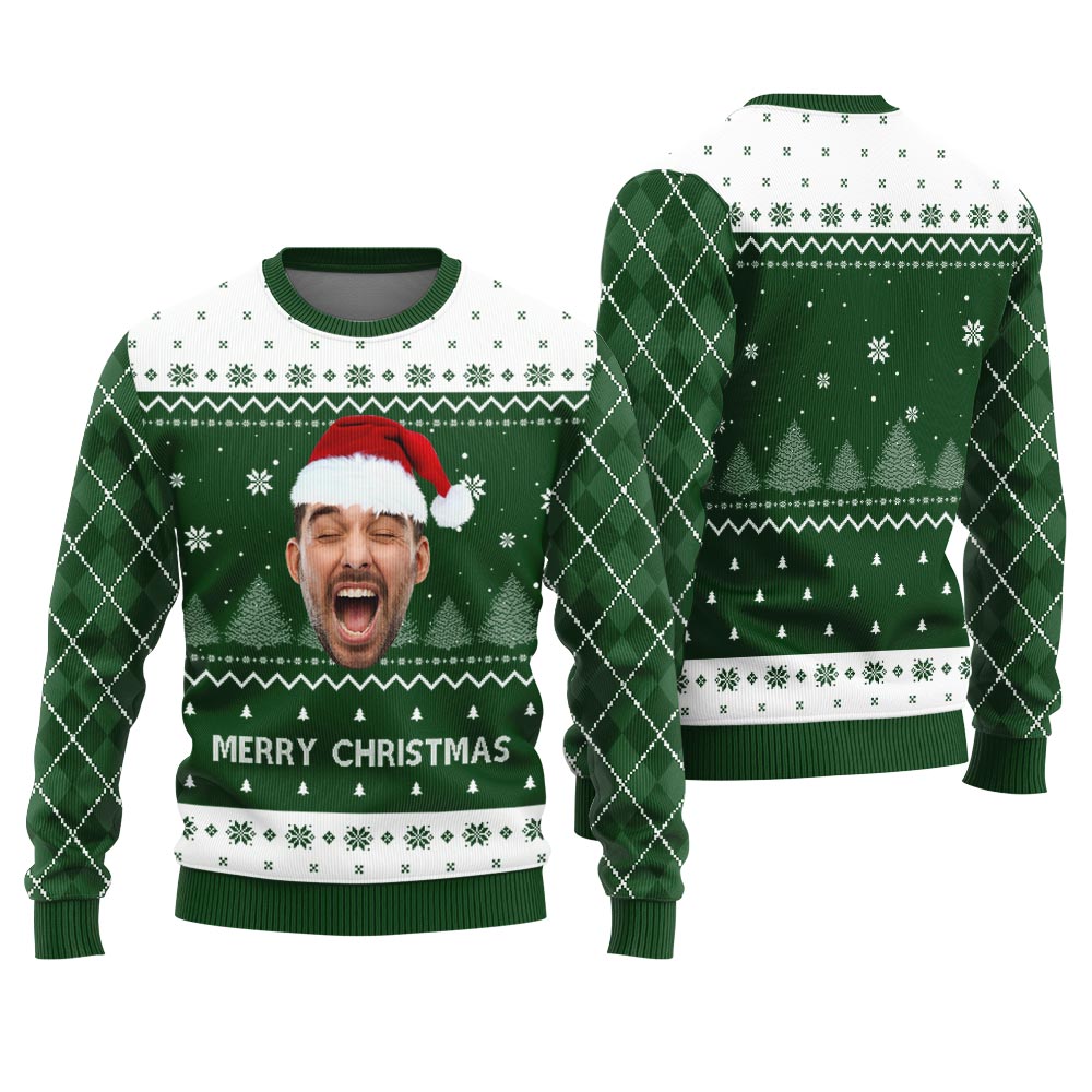 Funny Personalized Photo Ugly Christmas Sweater For Men