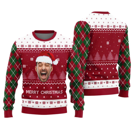 Funny Personalized Photo Ugly Christmas Sweater For Men