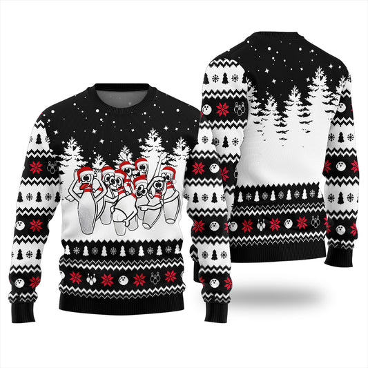 Funny Dancing Bowling Pins Ugly Xmas Sweater