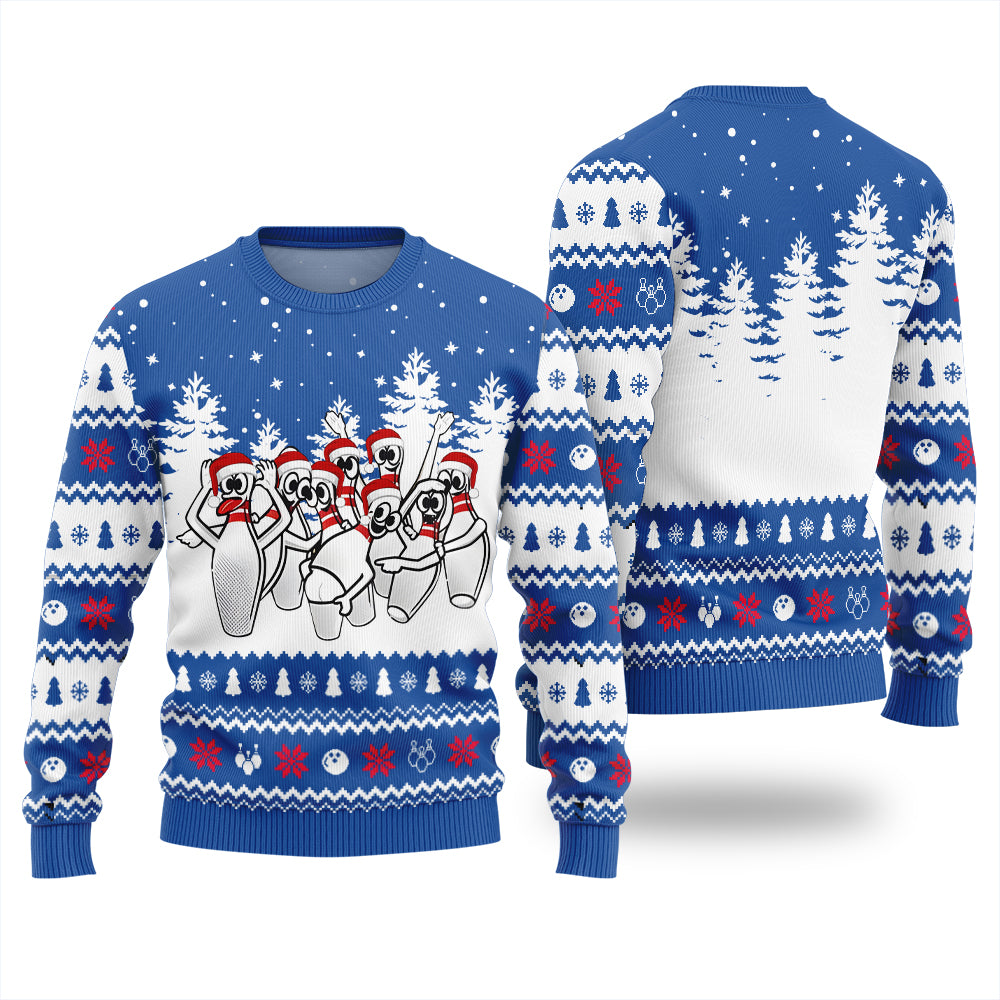 Funny Dancing Bowling Pins Ugly Xmas Sweater