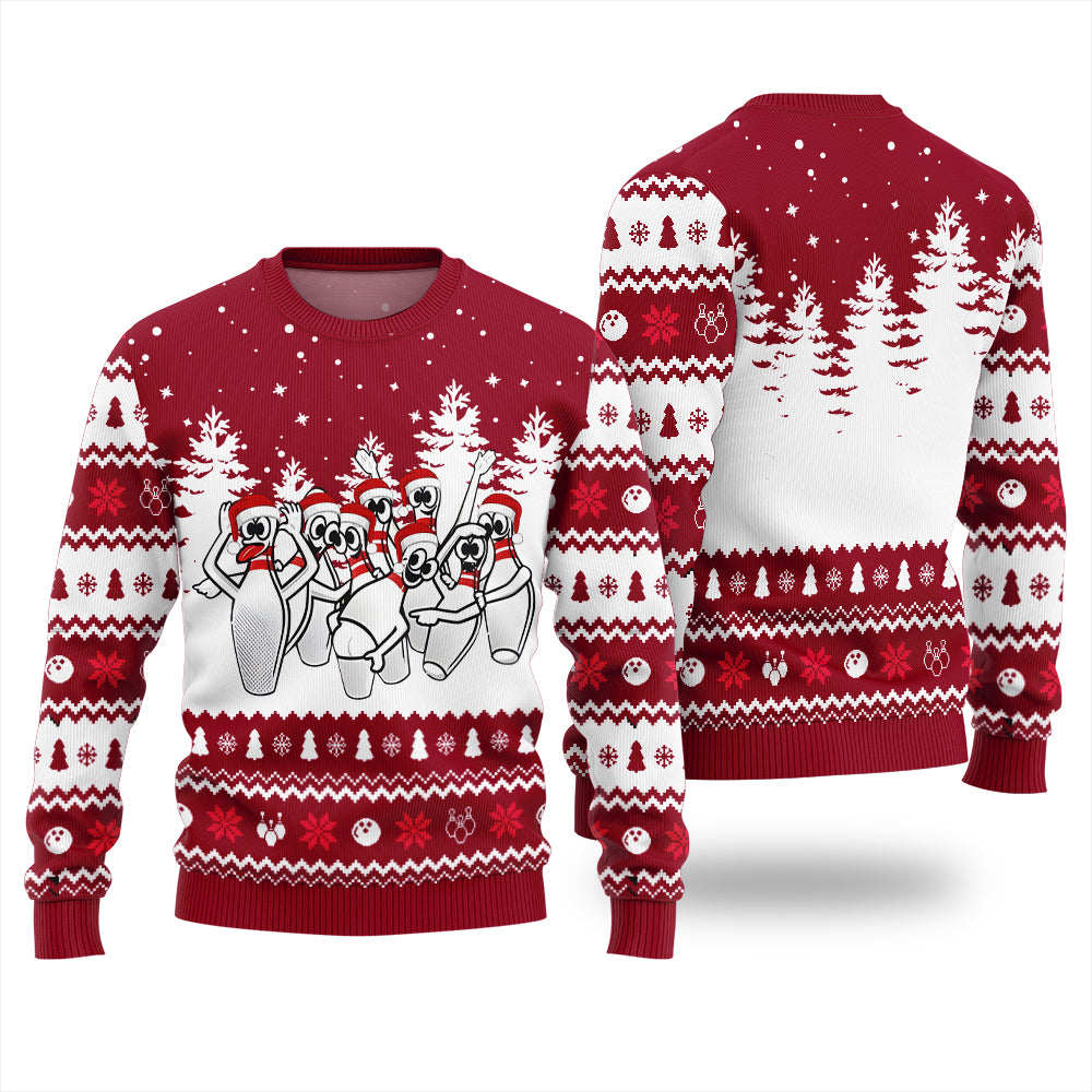 Funny Dancing Bowling Pins Ugly Xmas Sweater