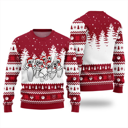 Funny Dancing Bowling Pins Ugly Xmas Sweater