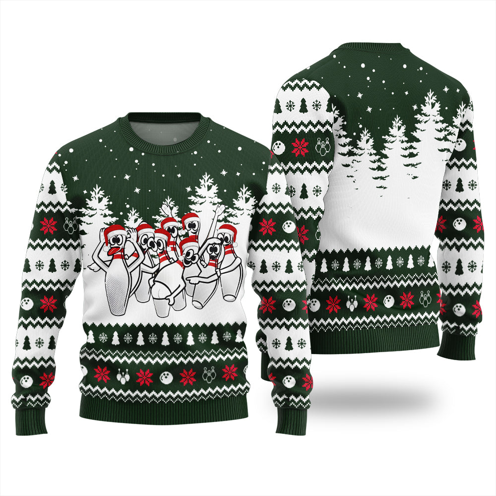 Funny Dancing Bowling Pins Ugly Xmas Sweater