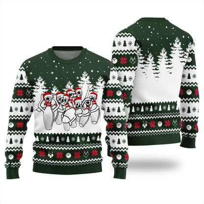 Funny Dancing Bowling Pins Ugly Xmas Sweater