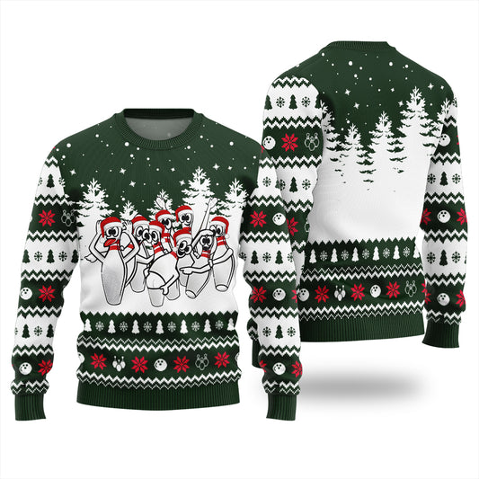 Funny Dancing Bowling Pins Ugly Xmas Sweater