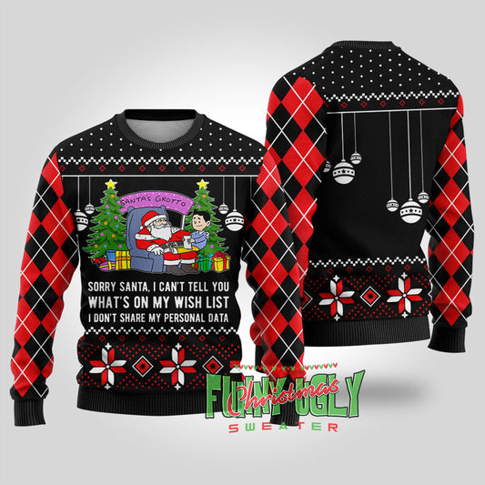 Funny Data Santa Ugly Christmas Sweater Black