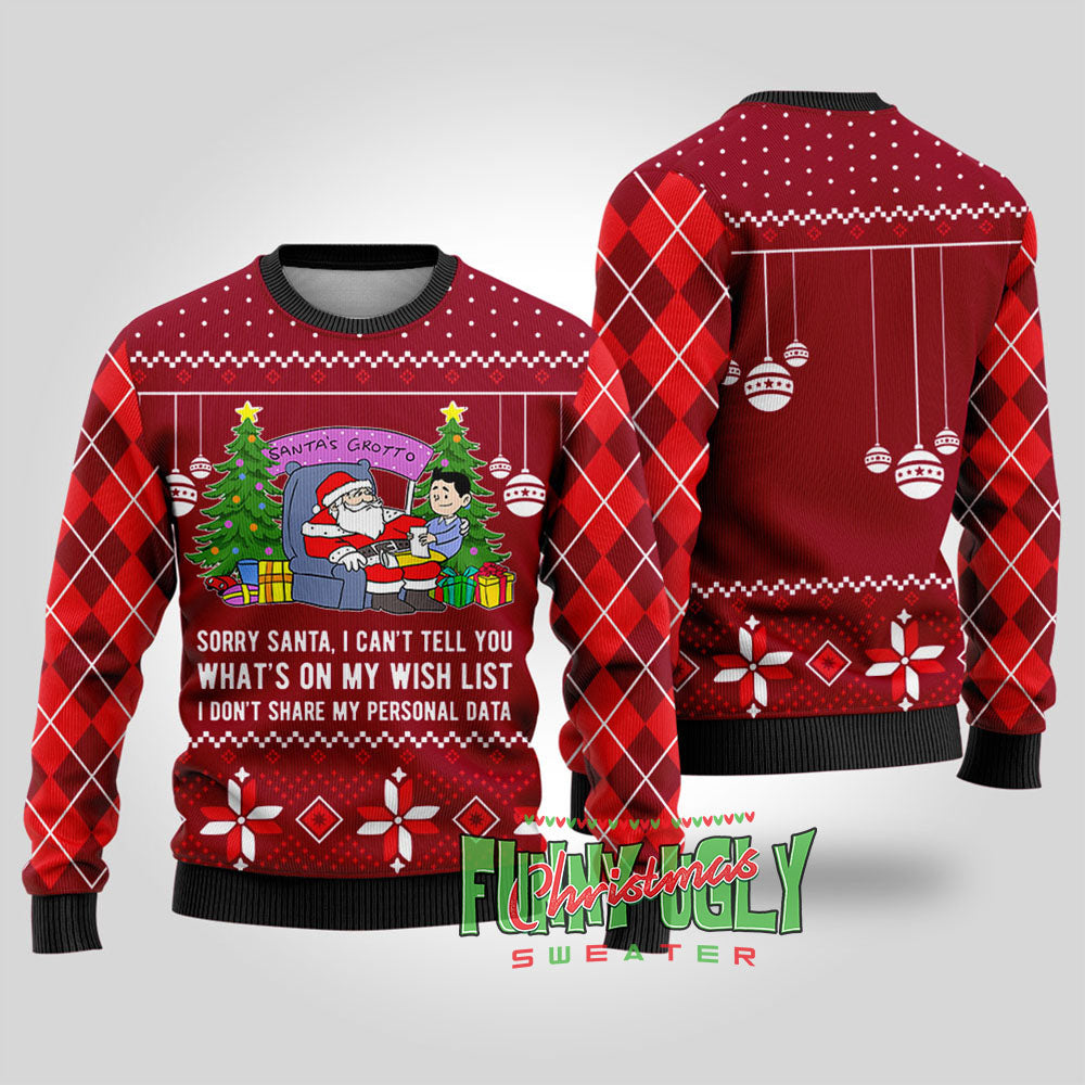 Funny Data Santa Ugly Christmas Sweater Cardinal Red