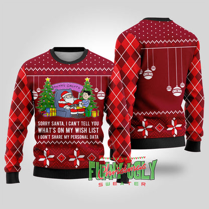 Funny Data Santa Ugly Christmas Sweater Cardinal Red