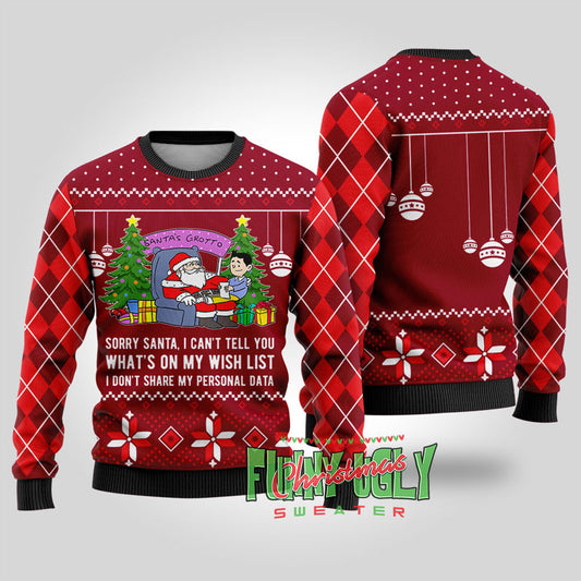 Funny Data Santa Ugly Christmas Sweater Cardinal Red