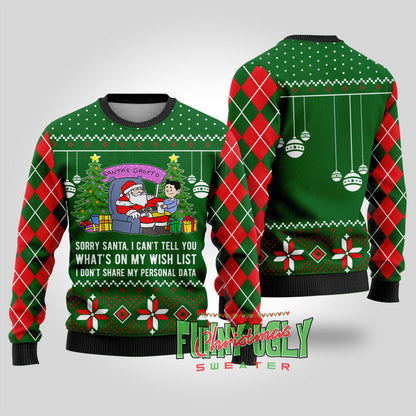 Funny Data Santa Ugly Christmas Sweater Forest Green