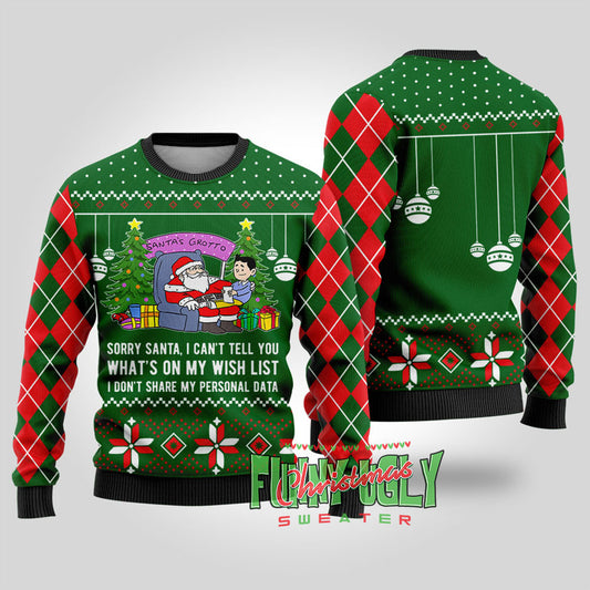 Funny Data Santa Ugly Christmas Sweater Forest Green