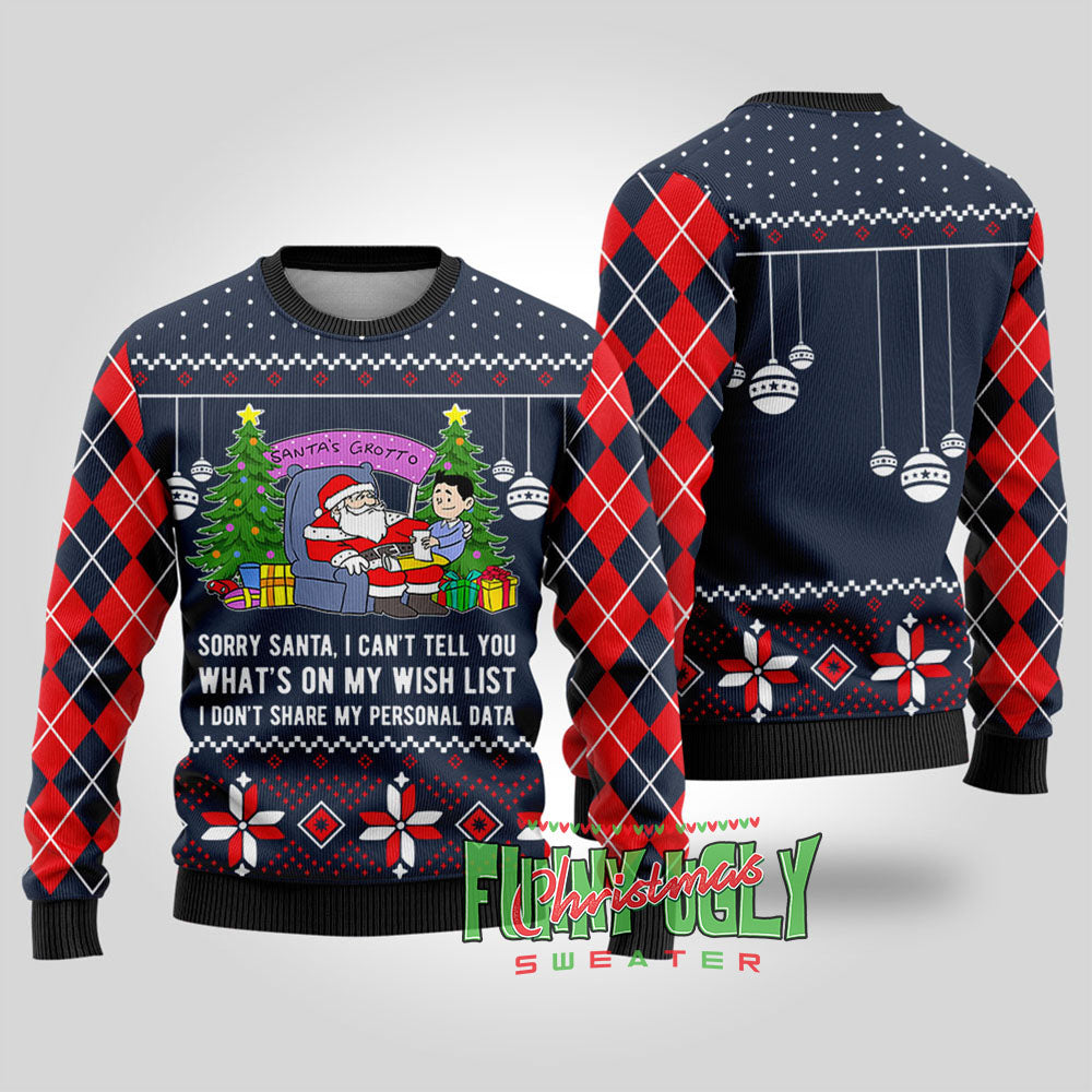 Funny Data Santa Ugly Christmas Sweater Navy