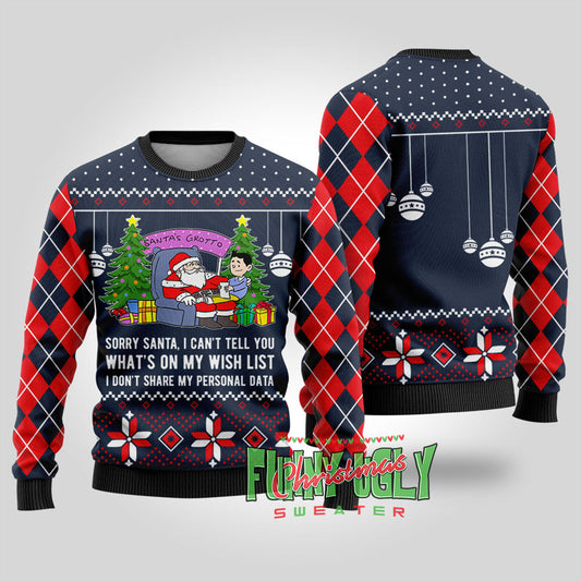 Funny Data Santa Ugly Christmas Sweater Navy