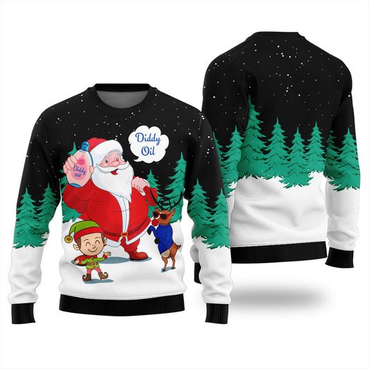Funny Diddy Oil Santa Ugly Christmas Sweater For Men