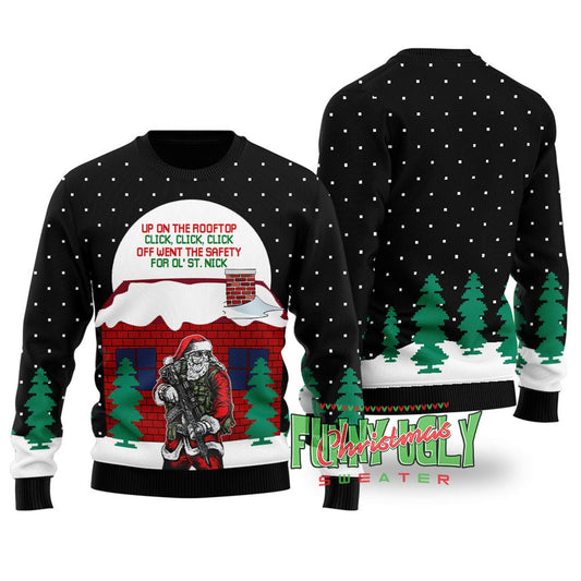 Funny Dirty Santa Ugly Christmas Sweater Black