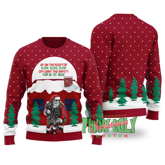 Funny Dirty Santa Ugly Christmas Sweater Cardinal Red
