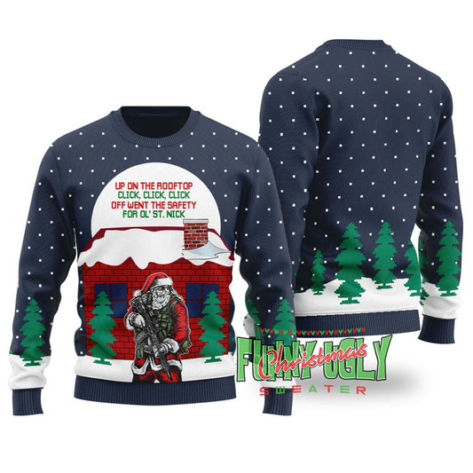 Funny Dirty Santa Ugly Christmas Sweater Navy